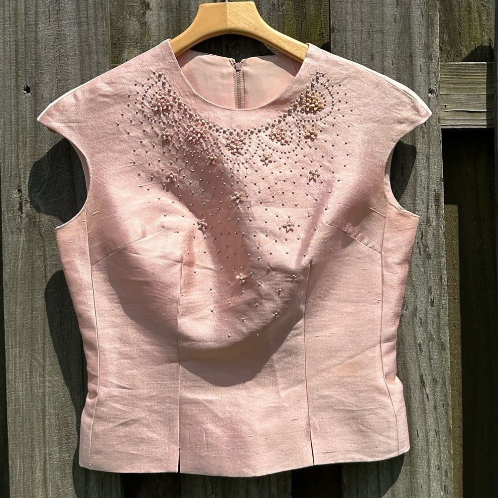 Vintage Briny Marlin Women's Pink Silk Jacket Set Union Made in USA! - Picture 8 of 16
